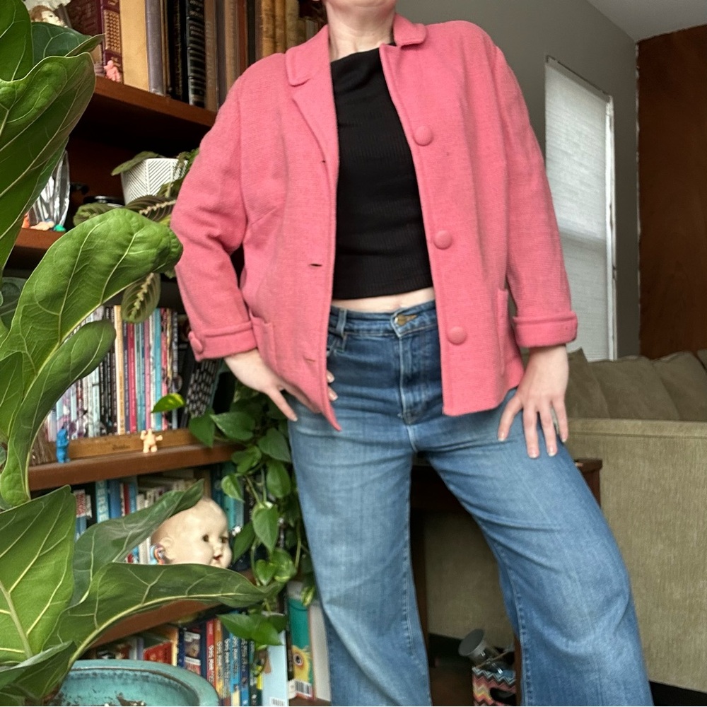 Vintage Pink Blazer with Relaxed Fit